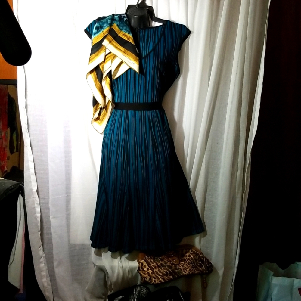 XL VintageTeal& Black Dress